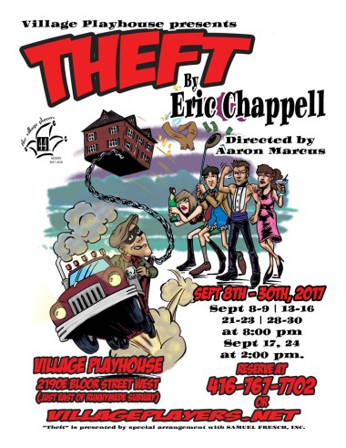 "village playhouse toronto" “village playhouse” "village players" "bloor west" theatre theater Runnymede Theft cast “Eric Chappell” “Aaron Marcus” “Kathleen Allamby” “Clive Lacey” “Joanne Kellam” “David Eden” “Ian McGarrett” Spriggs “Barbara Miles” “John Miles” “Jenny Farrington” “Trevor Farrington” "Shawn Richison"