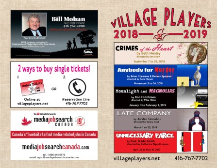 "village playhouse toronto" “village playhouse” "village players" "bloor west" theatre theater Runnymede program programme 2018-19