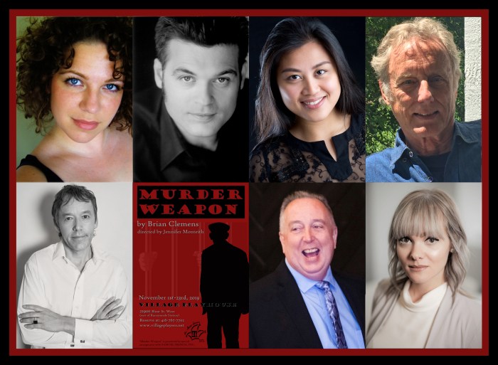 "village playhouse toronto" “village playhouse” "village players" "bloor west" theatre theater Runnymede “Murder Weapon” “Brian Clemens” “Jennifer Monteith” "Julie Kern" "Jessica Bligh" "Steve Ness" "Inspector Fremont" "Fraulein Almariego" "Constable Walters" "Donald G Baker" "Charley Mirren" "Mark Dallas" Hugo "Julia Mather" Diane "Scott Simpson" Paul