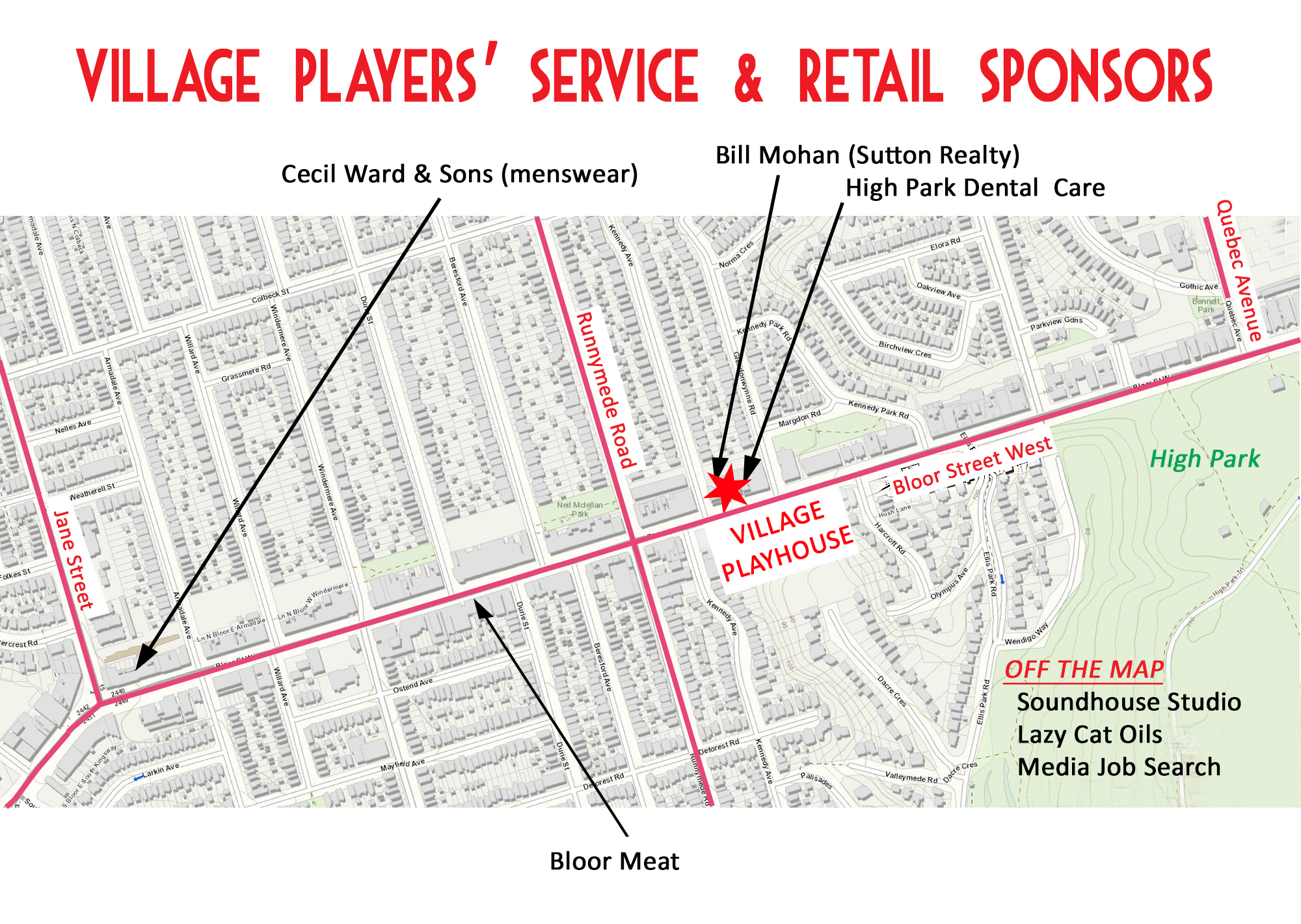 "Village Players" "Bloor West Village Players" "Village Playhouse" "Runnymede theatre" theatre theater "community theatre" sponsors retail service advertizers