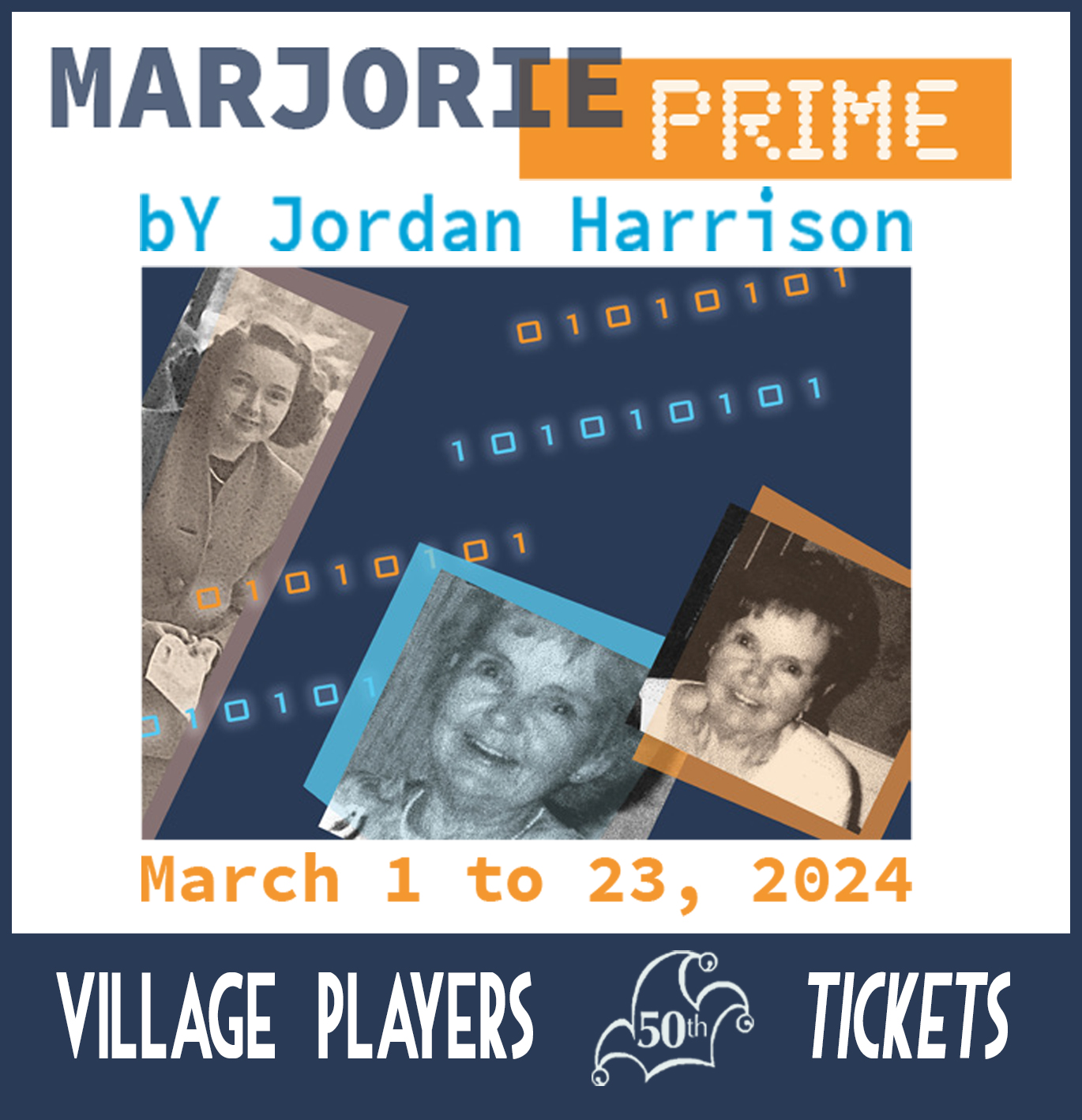 "Village Players" "Bloor West Village Players" "Village Playhouse" "Runnymede theatre" theatre theater "community theatre" "2023-24" “Marjorie Prime” “Jordan Harrison” "Maureen Lukie" “Carol McLennan” Marjorie “Julian Lee” Walter “Erin Mackie” Tess “Ted Powers” Jon tickets