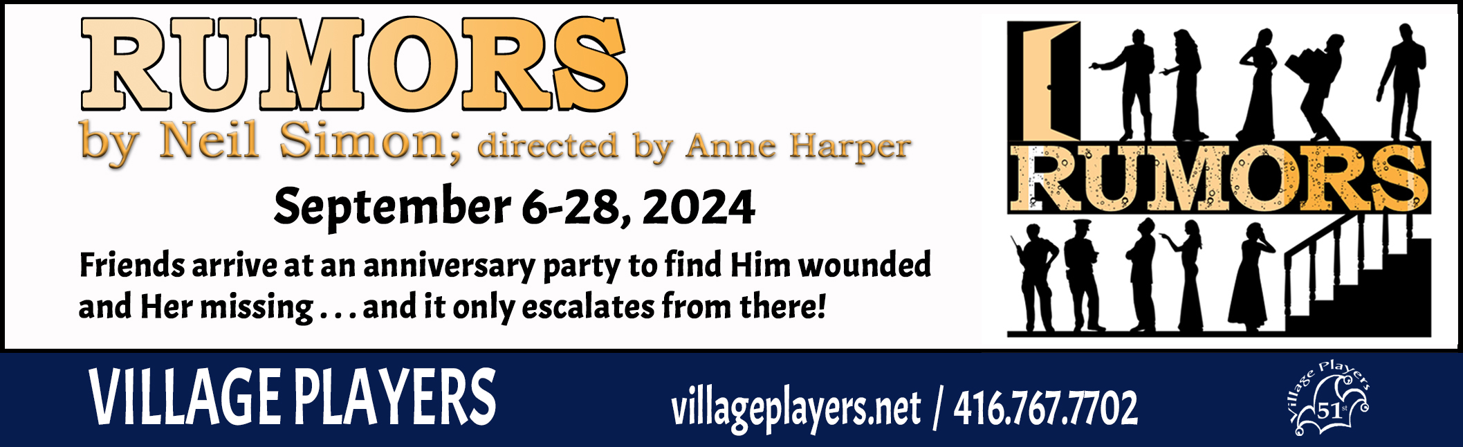 "Village Players" "Bloor West Village Players" "Village Playhouse" "Runnymede theatre" theatre theater "community theatre" "2024-25" Rumors "Neil Simon" "Anne Harper"