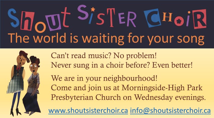 "shout sisters choir" "program ad"