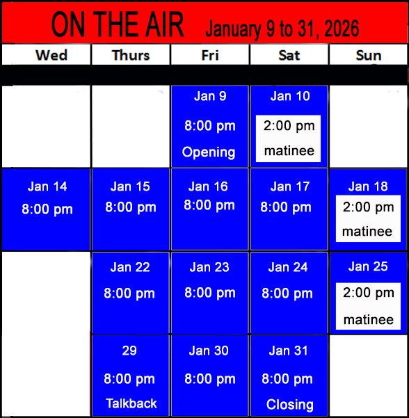 "Village Players" "Bloor West Village Players" "Village Playhouse" "Runnymede theatre" theatre theater "community theatre" "2025-26" “On the Air” “Ephraim Ellis” “Abby Craig” "Jennifer Monteith" schedule
