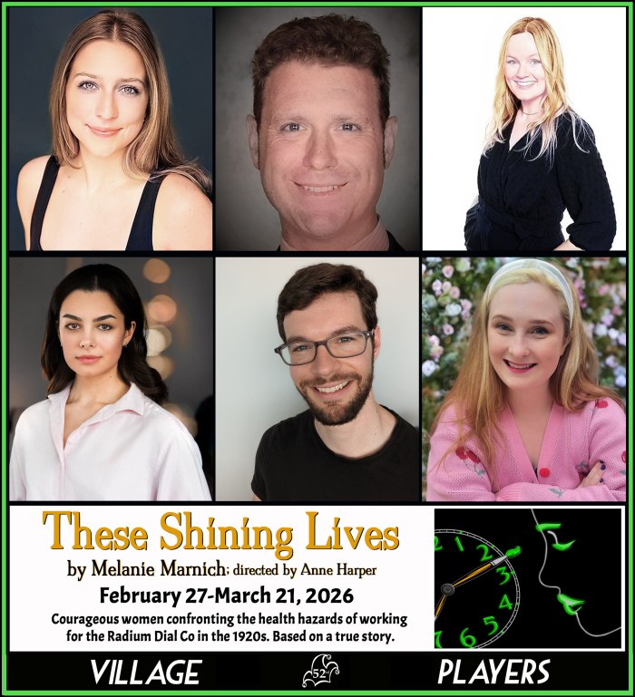 "Village Players" "Bloor West Village Players" "Village Playhouse" "Runnymede theatre" theatre theater "community theatre" "2025-26" “These Shining Lives” “Melanie Marnich” “Anne Harper” "Meredith Mullen" "Catharine Donohue" "Gavin Magrath" "Mr. Reed" "Andrea Constantine" "Frances O'Connell" "Hanna Savchuk" "Pearl Payne" "Erik Bracciodieta" "Tom Donohue" "Melly Magrath" "Charlotte Purcell"